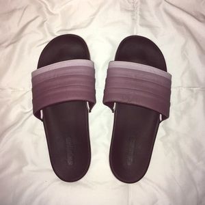 Purple Adidas slides